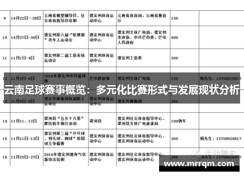 云南足球赛事概览：多元化比赛形式与发展现状分析